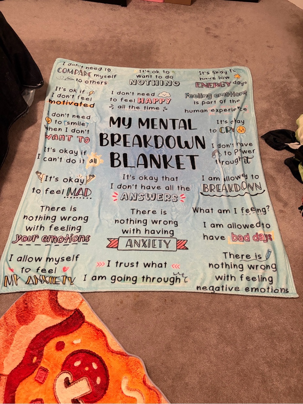 Light Blue "My Mental Breakdown Blanket" Comfort Throw with Affirmations